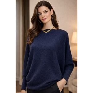 Kerisma Navy Batwing Knit Sweater Soft Cozy Relaxed Fit Size M/L